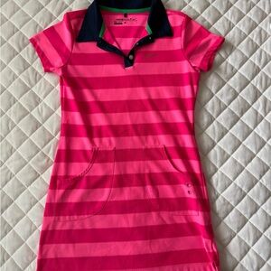 Nike Girls' Hot Pink & Dark Navy Striped Polo Dress
